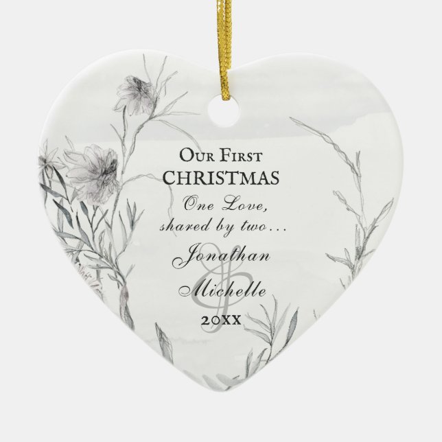 Our First Christmas, Personalised Christian Ceramic Tree Decoration (Front)