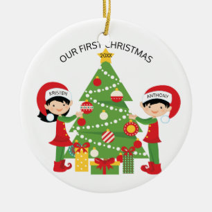 Our First Christmas Personalised Christmas Ceramic Tree Decoration
