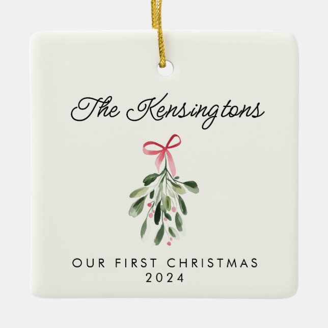 Our First Christmas Personalised Newlywed Photo Ceramic Ornament (Front)