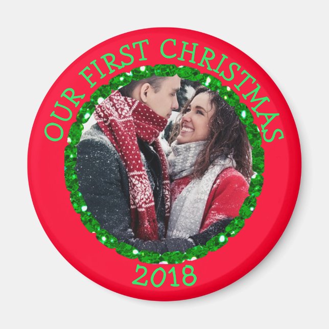 Our First Christmas Personalised Reminder Magnet (Front)