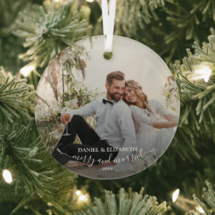 Our First Christmas Photo Glass Tree Decoration