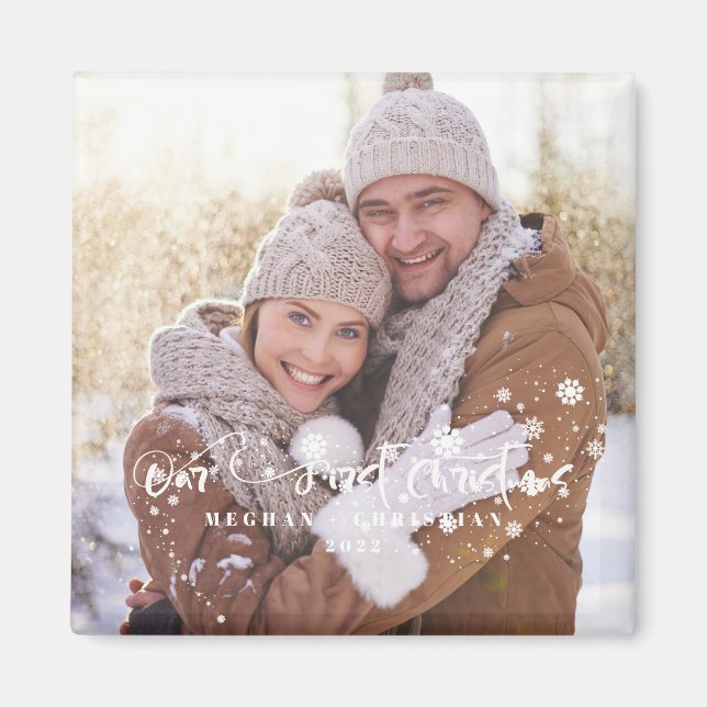 Our first Christmas Photo Holiday    Magnet (Front)