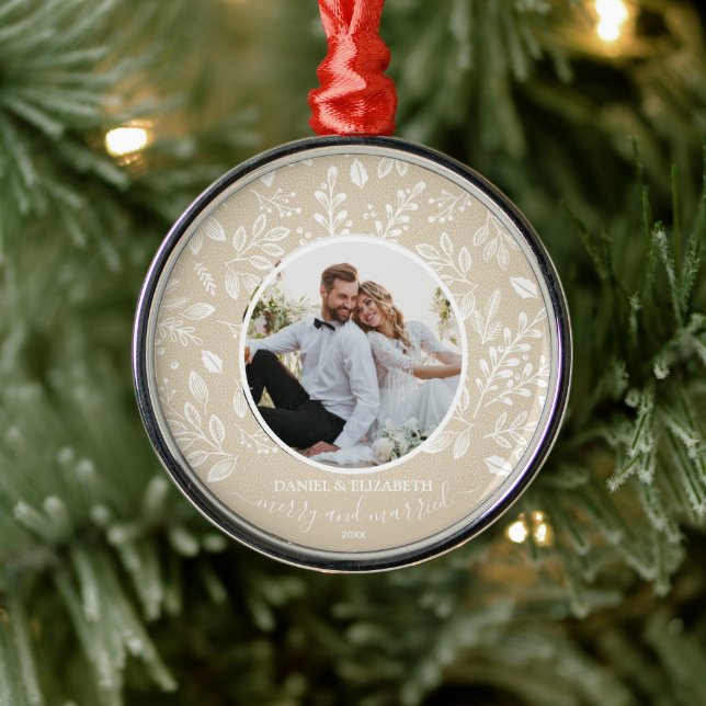 Our First Christmas Photo Ivory Metal Tree Decoration (Tree)