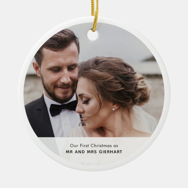 Our First Christmas Photo Keepsake Custom Ceramic Tree Decoration (Front)