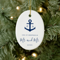 Our First Christmas Photo Monogram Nautical Gay