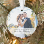 Our First Christmas Photo Newlywed Ornament<br><div class="desc">Decorate your tree with your wedding photo for your first Christmas as newlyweds.</div>