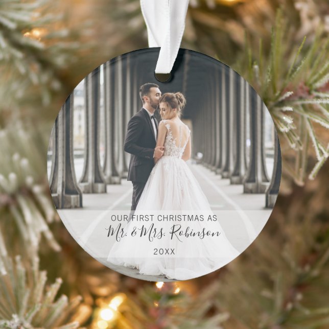 Our First Christmas Photo Newlywed Ornament (Tree)