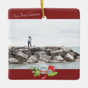 Our First Christmas Photo Personalised Ceramic Ornament