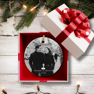 Our First Christmas Photo Personalized Name Year Ceramic Tree Decoration