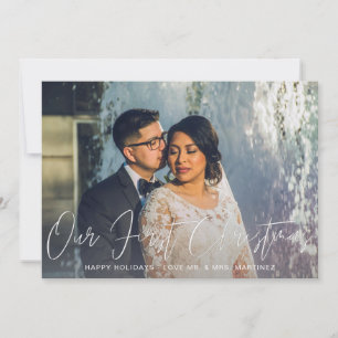 Our First Christmas Photo & Red Plaid Card