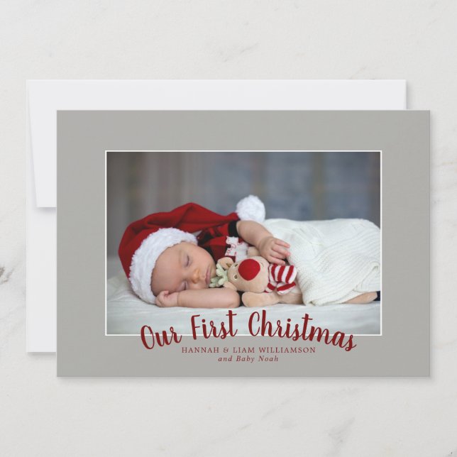 Our First Christmas Photo Simple and Modern Holiday Card (Front)