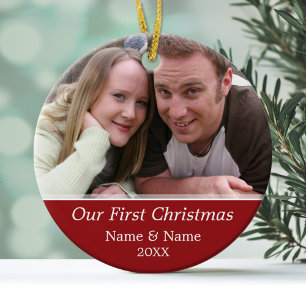 Our First Christmas Photo - Single Sided Ceramic Tree Decoration