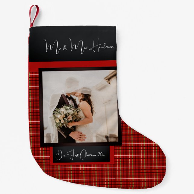 Our First Christmas Photo, Small Christmas Stockin Small Christmas Stocking (Front)