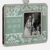 Our First Christmas Photo - Wedding or Engagement Silver Plated Framed Ornament (Right)