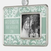 Our First Christmas Photo - Wedding or Engagement Silver Plated Framed Ornament (Left)