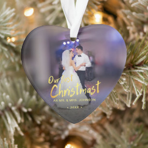 Our First Christmas Photo Wedding Ornament
