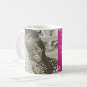 Our First Christmas Pink Snowflakes Minimalist  Coffee Mug