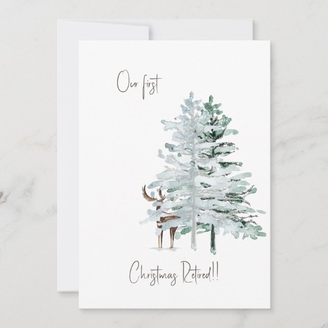 Our First Christmas Retired Woodland Deer Holiday Card (Front)