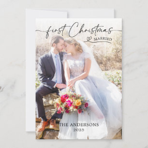 Our First Christmas Script Wedding Thank You Card