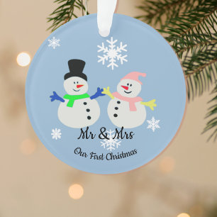 Our First Christmas Snow Couple Ornament