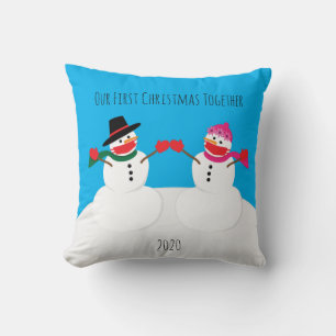 Our First Christmas Snowmen 2020 Face Masks Cushion