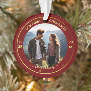 Our First Christmas Together 1 Photo Gold Frame Ornament