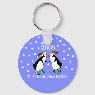 Our First Christmas Together 2009 (GLBT Penguins) Key Ring