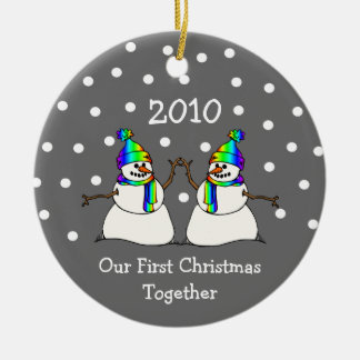 Our First Christmas Together 2010 (GLBT Snowmen) Ceramic Tree Decoration