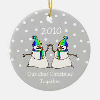 Our First Christmas Together 2010 (GLBT Snowmen) Ceramic Tree Decoration