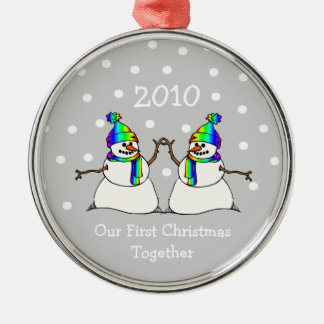 Our First Christmas Together 2010 (GLBT Snowmen) Metal Tree Decoration