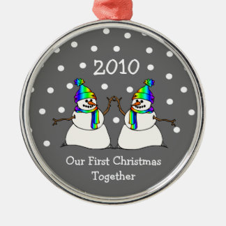 Our First Christmas Together 2010 (GLBT Snowmen) Metal Tree Decoration
