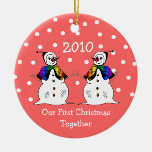 Our First Christmas Together 2010 (GLBT Snowwomen) Ceramic Tree Decoration