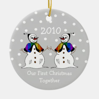 Our First Christmas Together 2010 (GLBT Snowwomen) Ceramic Tree Decoration