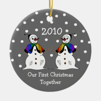 Our First Christmas Together 2010 (GLBT Snowwomen) Ceramic Tree Decoration