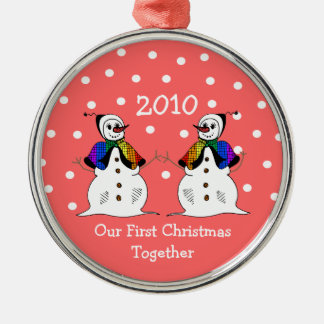 Our First Christmas Together 2010 (GLBT Snowwomen) Metal Tree Decoration