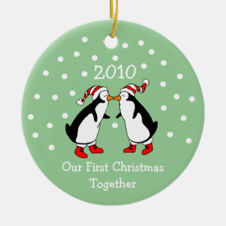 Our First Christmas Together 2010 (Penguins) Ceramic Tree Decoration
