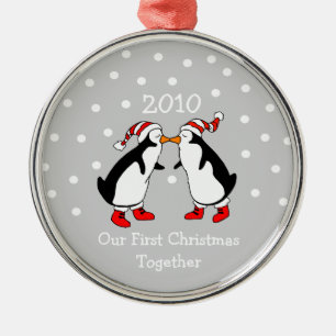 Our First Christmas Together 2010 (Penguins) Metal Tree Decoration