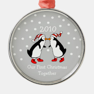 Our First Christmas Together 2010 (Penguins) Metal Tree Decoration