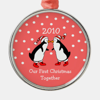 Our First Christmas Together 2010 (Penguins) Metal Tree Decoration