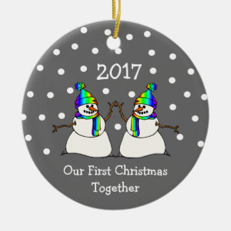 Our First Christmas Together 2017 (GLBT Snowmen) Ceramic Tree Decoration
