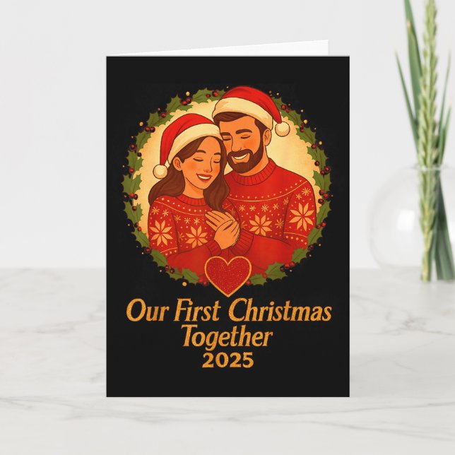 Our First Christmas Together 2025 Matching Couple  Card (Front)
