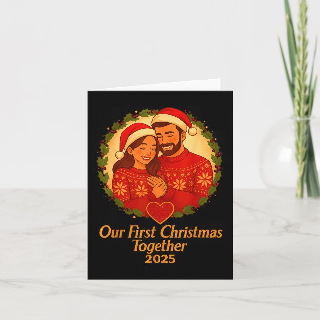 Our First Christmas Together 2025 Matching Couple  Card (Front)