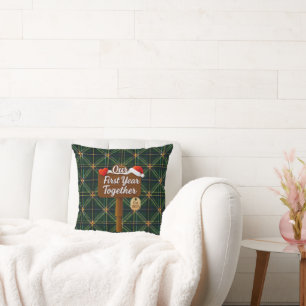 Our First Christmas Together 2025 Wooden Sign Cushion