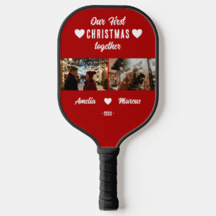 Our First Christmas Together 2 Photos Keepsake Pickleball Paddle
