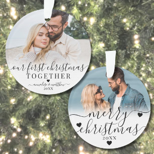 Our First Christmas Together Couple 2 Photo Ornament