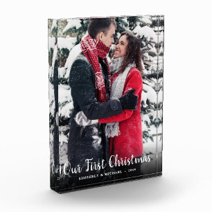 Our first christmas together couple holiday photo block
