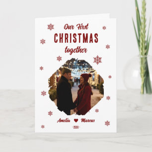 Our First Christmas Together Couple Photo Holiday Card