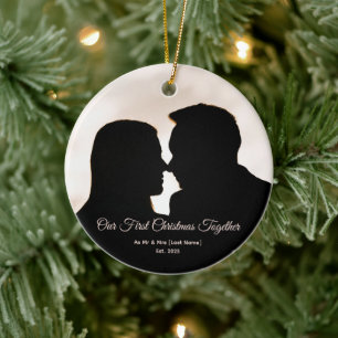 Our First Christmas Together Couple Silhouette Ceramic Tree Decoration