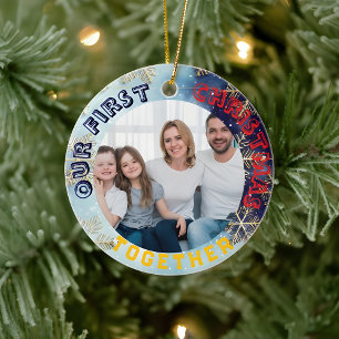 Our First Christmas Together Custom Photo Ceramic Tree Decoration