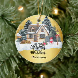 Our First Christmas Together Custom Photo Name Ceramic Tree Decoration